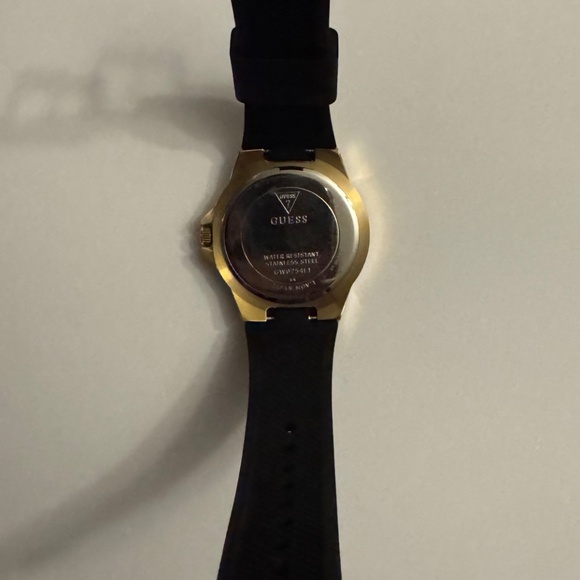 GUESS Ladies Day of the Dead Black & Gold Tone Watch - Picture 4 of 4